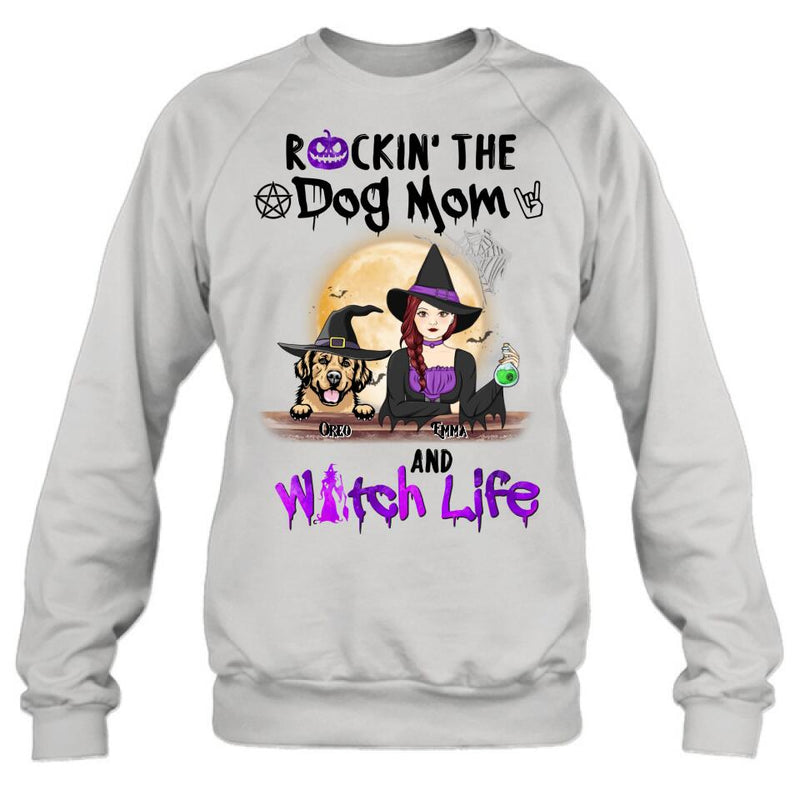 Personalized Pet Witch Shirt/Hoodie - Up to 4 Pets - Halloween Gift For Dog/Cat Lover - Rockin' The Dog Mom & Witch Life