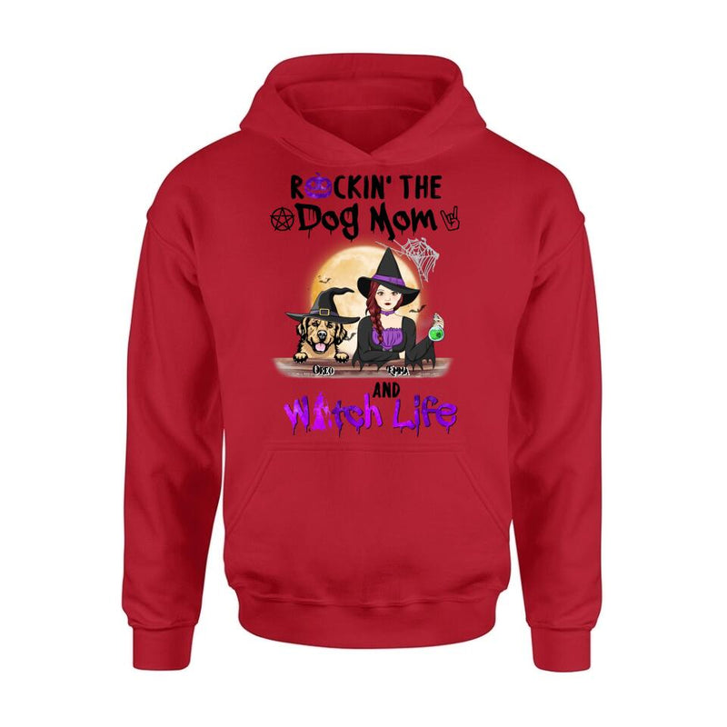 Personalized Pet Witch Shirt/Hoodie - Up to 4 Pets - Halloween Gift For Dog/Cat Lover - Rockin' The Dog Mom & Witch Life