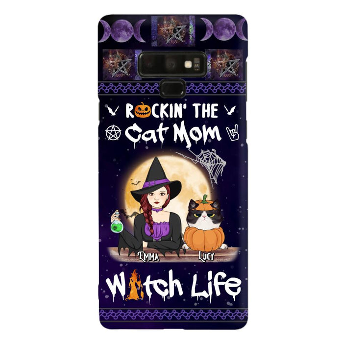 Custom Personalized Pet Witch Phone Case - Up to 4 Pets - Halloween Gift For Dog/ Cat Lover - Rockin' The Cat Mom & Witch Life - Case For iPhone And Samsung