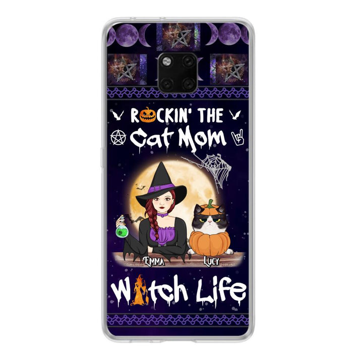 Custom Personalized Pet Witch Phone Case - Up to 4 Pets - Halloween Gift For Dog/ Cat Lover - Rockin' The Cat Mom & Witch Life - Case For Xiaomi, Oppo And Huawei