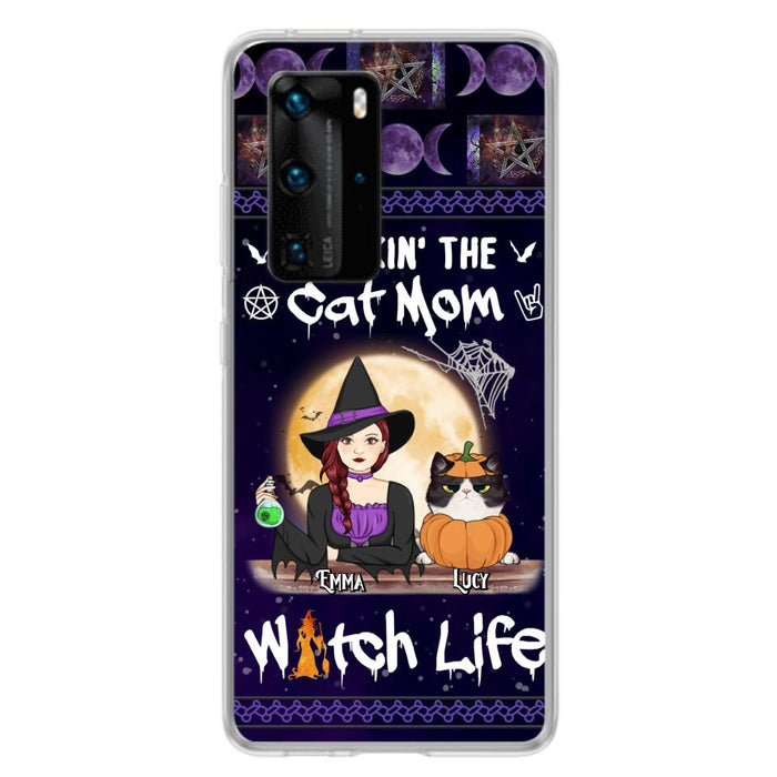 Custom Personalized Pet Witch Phone Case - Up to 4 Pets - Halloween Gift For Dog/ Cat Lover - Rockin' The Cat Mom & Witch Life - Case For Xiaomi, Oppo And Huawei