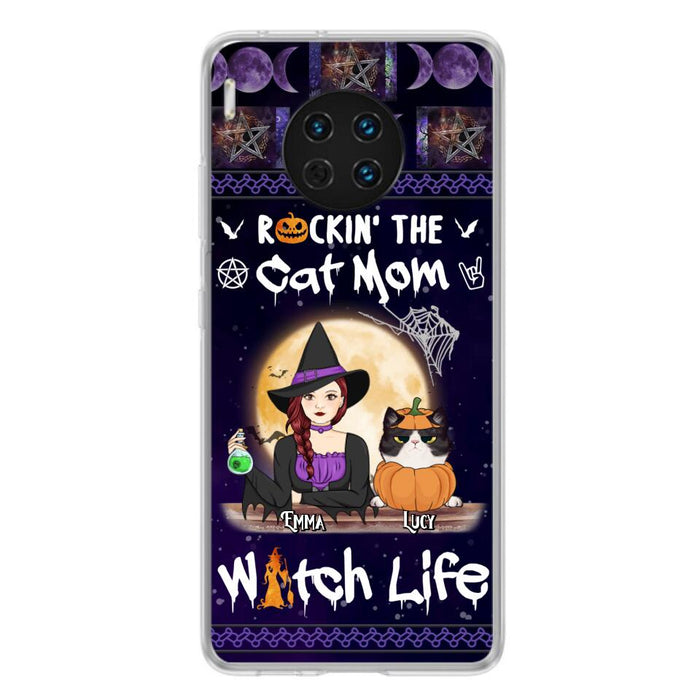 Custom Personalized Pet Witch Phone Case - Up to 4 Pets - Halloween Gift For Dog/ Cat Lover - Rockin' The Cat Mom & Witch Life - Case For Xiaomi, Oppo And Huawei