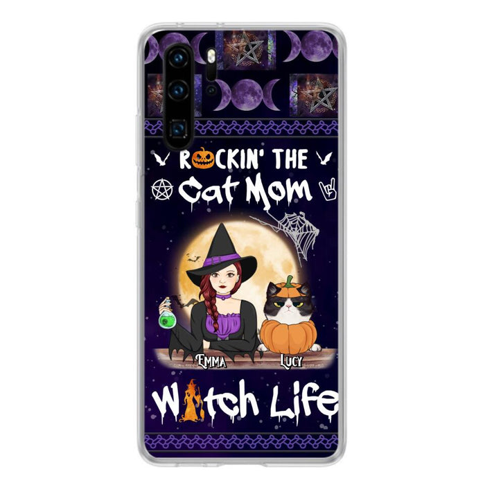 Custom Personalized Pet Witch Phone Case - Up to 4 Pets - Halloween Gift For Dog/ Cat Lover - Rockin' The Cat Mom & Witch Life - Case For Xiaomi, Oppo And Huawei