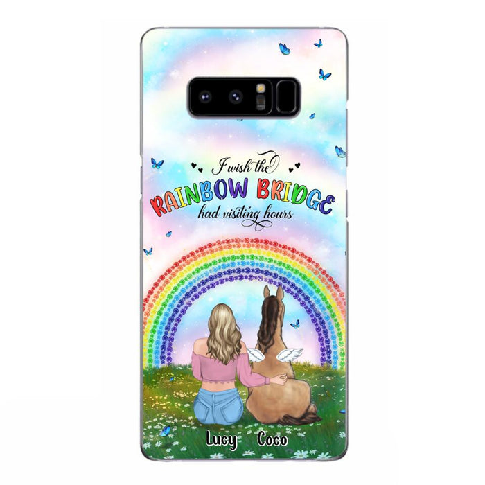 Custom Personalized Horse Memorial Phone Case - Upto 4 Horses - Memorial Gift For Horse Lover - I Wish The Rainbow Bridge Had Visiting Hours - Case For iPhone And Samsung