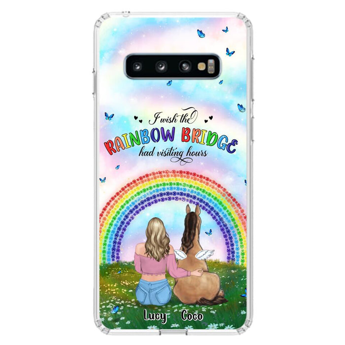 Custom Personalized Horse Memorial Phone Case - Upto 4 Horses - Memorial Gift For Horse Lover - I Wish The Rainbow Bridge Had Visiting Hours - Case For iPhone And Samsung