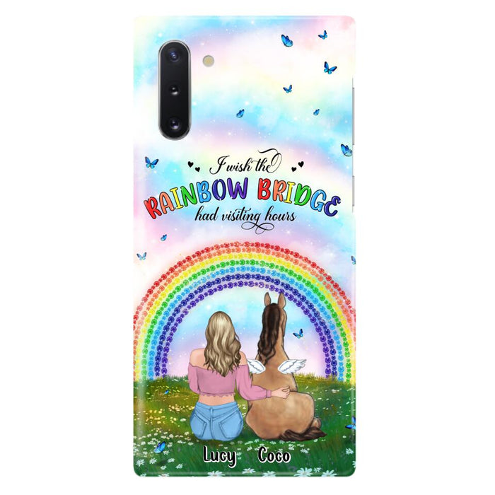 Custom Personalized Horse Memorial Phone Case - Upto 4 Horses - Memorial Gift For Horse Lover - I Wish The Rainbow Bridge Had Visiting Hours - Case For iPhone And Samsung