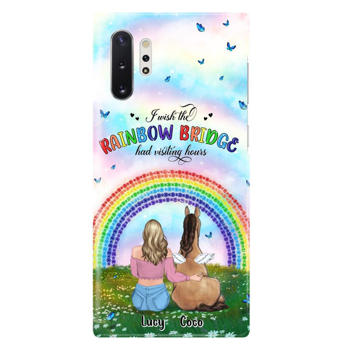 Custom Personalized Horse Memorial Phone Case - Upto 4 Horses - Memorial Gift For Horse Lover - I Wish The Rainbow Bridge Had Visiting Hours - Case For iPhone And Samsung