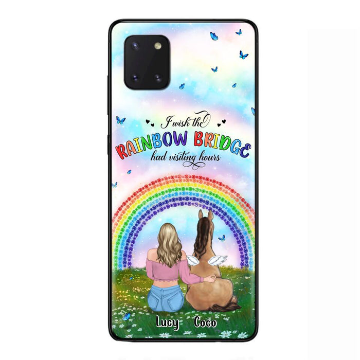 Custom Personalized Horse Memorial Phone Case - Upto 4 Horses - Memorial Gift For Horse Lover - I Wish The Rainbow Bridge Had Visiting Hours - Case For iPhone And Samsung