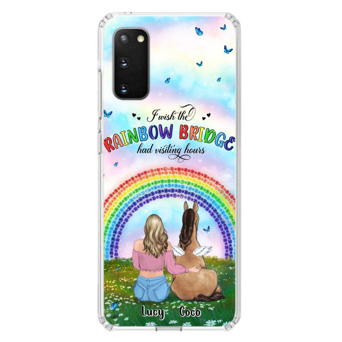 Custom Personalized Horse Memorial Phone Case - Upto 4 Horses - Memorial Gift For Horse Lover - I Wish The Rainbow Bridge Had Visiting Hours - Case For iPhone And Samsung