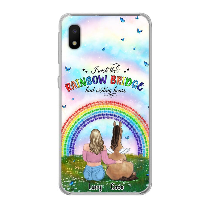 Custom Personalized Horse Memorial Phone Case - Upto 4 Horses - Memorial Gift For Horse Lover - I Wish The Rainbow Bridge Had Visiting Hours - Case For iPhone And Samsung