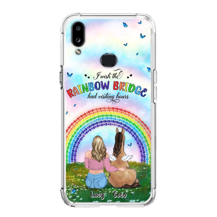 Custom Personalized Horse Memorial Phone Case - Upto 4 Horses - Memorial Gift For Horse Lover - I Wish The Rainbow Bridge Had Visiting Hours - Case For iPhone And Samsung