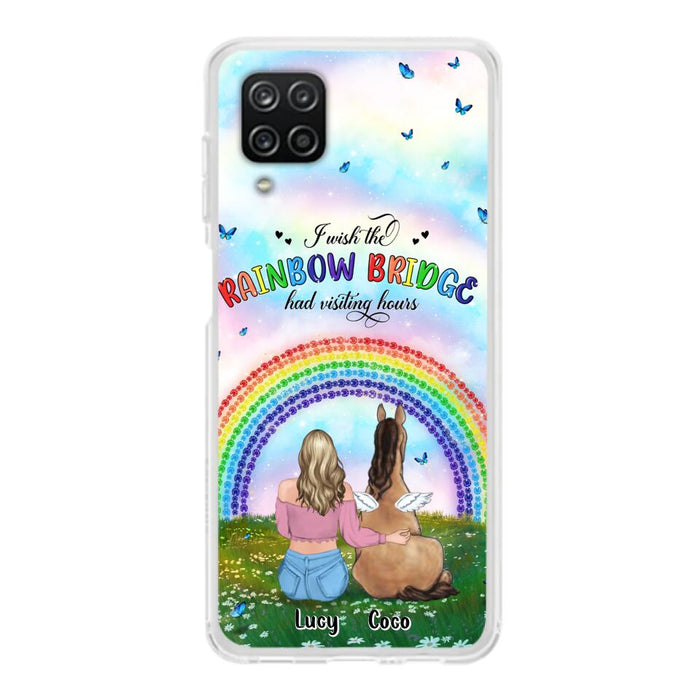 Custom Personalized Horse Memorial Phone Case - Upto 4 Horses - Memorial Gift For Horse Lover - I Wish The Rainbow Bridge Had Visiting Hours - Case For iPhone And Samsung