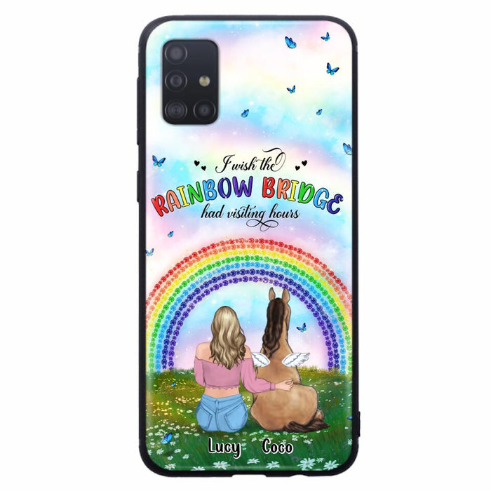 Custom Personalized Horse Memorial Phone Case - Upto 4 Horses - Memorial Gift For Horse Lover - I Wish The Rainbow Bridge Had Visiting Hours - Case For iPhone And Samsung