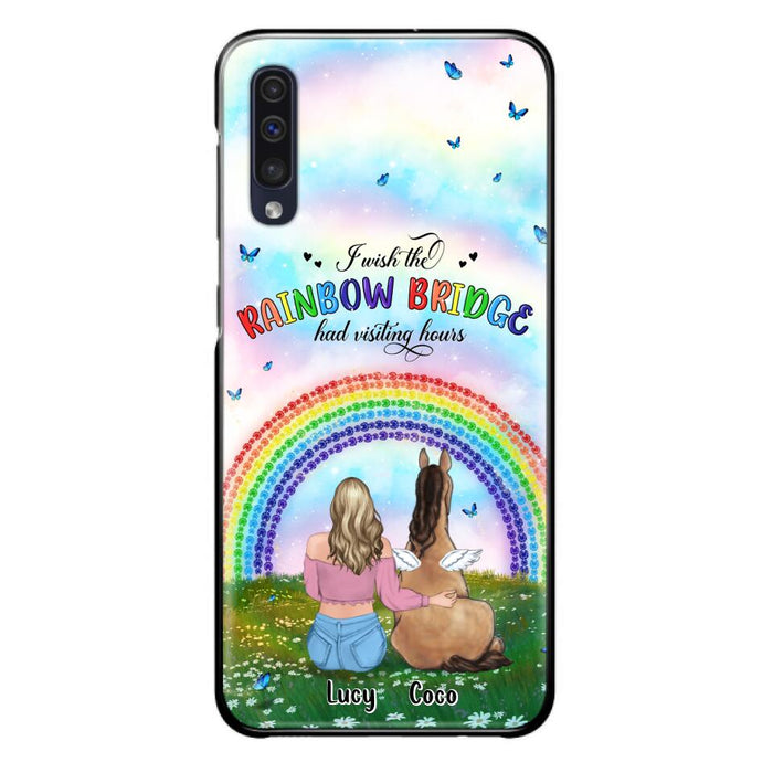 Custom Personalized Horse Memorial Phone Case - Upto 4 Horses - Memorial Gift For Horse Lover - I Wish The Rainbow Bridge Had Visiting Hours - Case For iPhone And Samsung