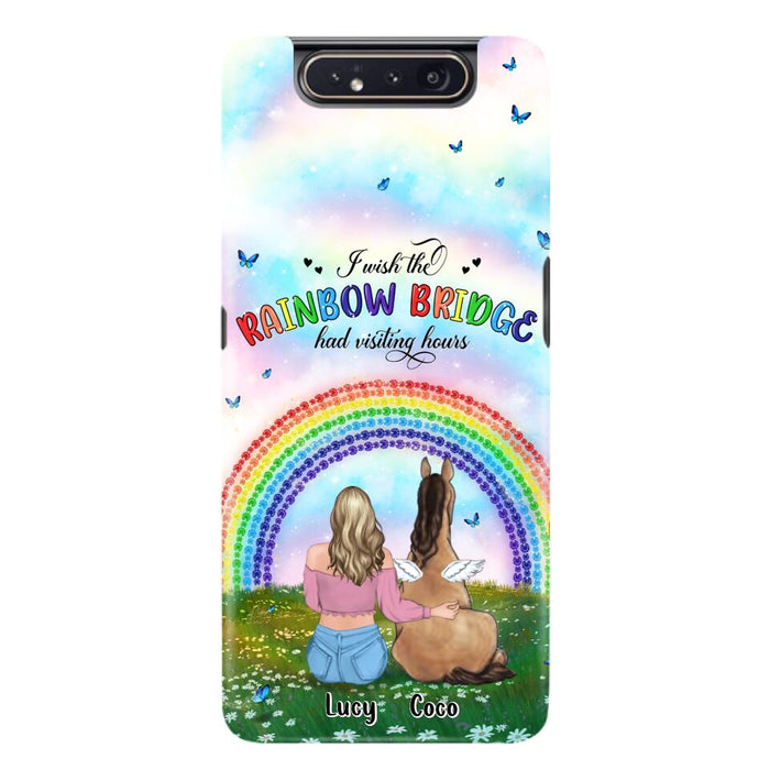 Custom Personalized Horse Memorial Phone Case - Upto 4 Horses - Memorial Gift For Horse Lover - I Wish The Rainbow Bridge Had Visiting Hours - Case For iPhone And Samsung