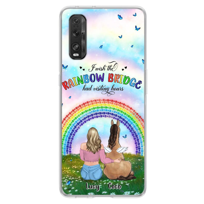 Custom Personalized Horse Memorial Phone Case - Upto 4 Horses - Memorial Gift For Horse Lover - I Wish The Rainbow Bridge Had Visiting Hours - Case For Xiaomi, Oppo And Huawei