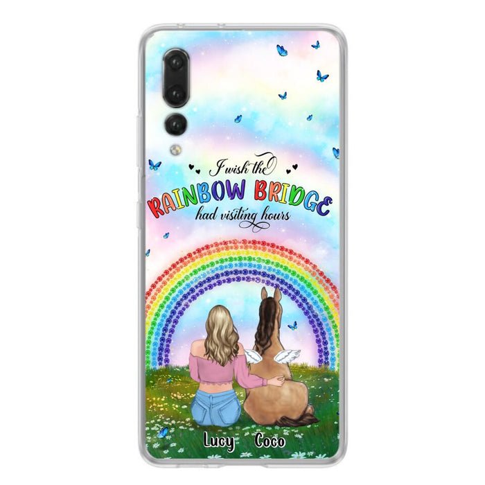 Custom Personalized Horse Memorial Phone Case - Upto 4 Horses - Memorial Gift For Horse Lover - I Wish The Rainbow Bridge Had Visiting Hours - Case For Xiaomi, Oppo And Huawei