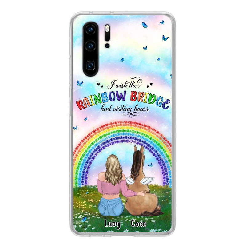 Personalized Horse Memorial Phone Case - Up to 4 Horses - Memorial Gift For Horse Lover - I Wish The Rainbow Bridge Had Visiting Hours - Case For Xiaomi, Oppo And Huawei