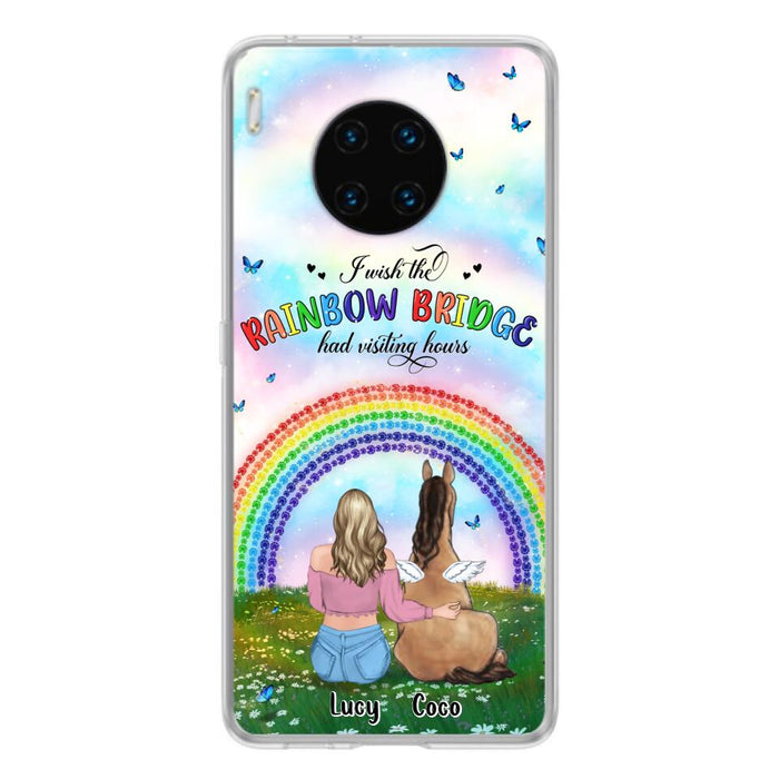 Custom Personalized Horse Memorial Phone Case - Upto 4 Horses - Memorial Gift For Horse Lover - I Wish The Rainbow Bridge Had Visiting Hours - Case For Xiaomi, Oppo And Huawei