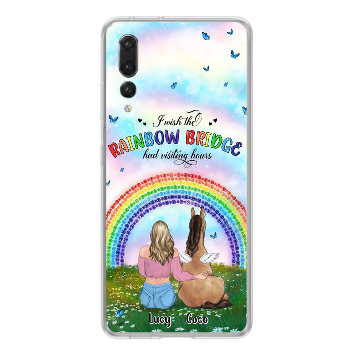 Custom Personalized Horse Memorial Phone Case - Upto 4 Horses - Memorial Gift For Horse Lover - I Wish The Rainbow Bridge Had Visiting Hours - Case For Xiaomi, Oppo And Huawei