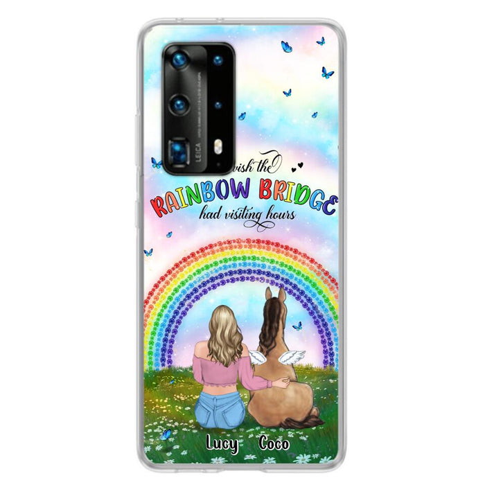 Custom Personalized Horse Memorial Phone Case - Upto 4 Horses - Memorial Gift For Horse Lover - I Wish The Rainbow Bridge Had Visiting Hours - Case For Xiaomi, Oppo And Huawei