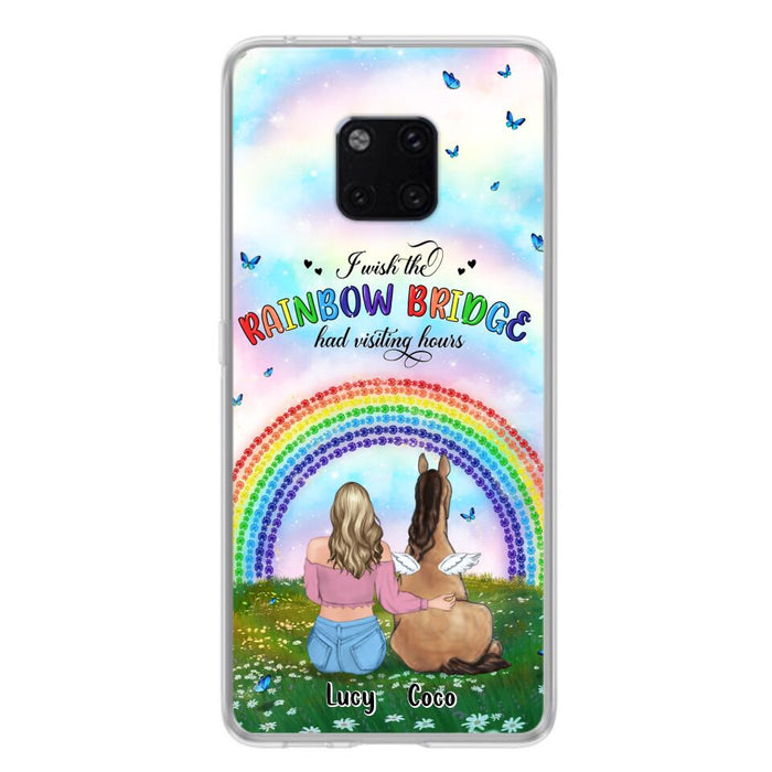 Custom Personalized Horse Memorial Phone Case - Upto 4 Horses - Memorial Gift For Horse Lover - I Wish The Rainbow Bridge Had Visiting Hours - Case For Xiaomi, Oppo And Huawei