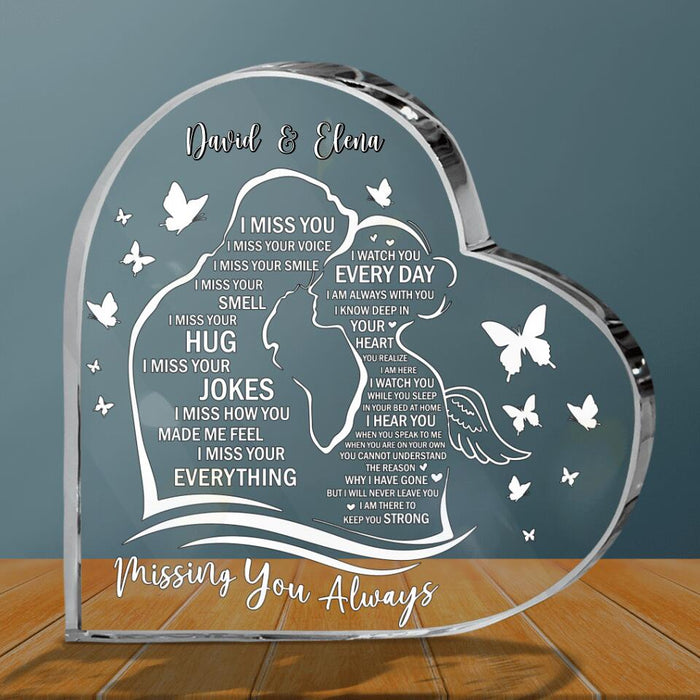 Custom Personalized Memorial Crystal Heart - Memorial Gift Idea for Loss Of Wife - Missing You Always