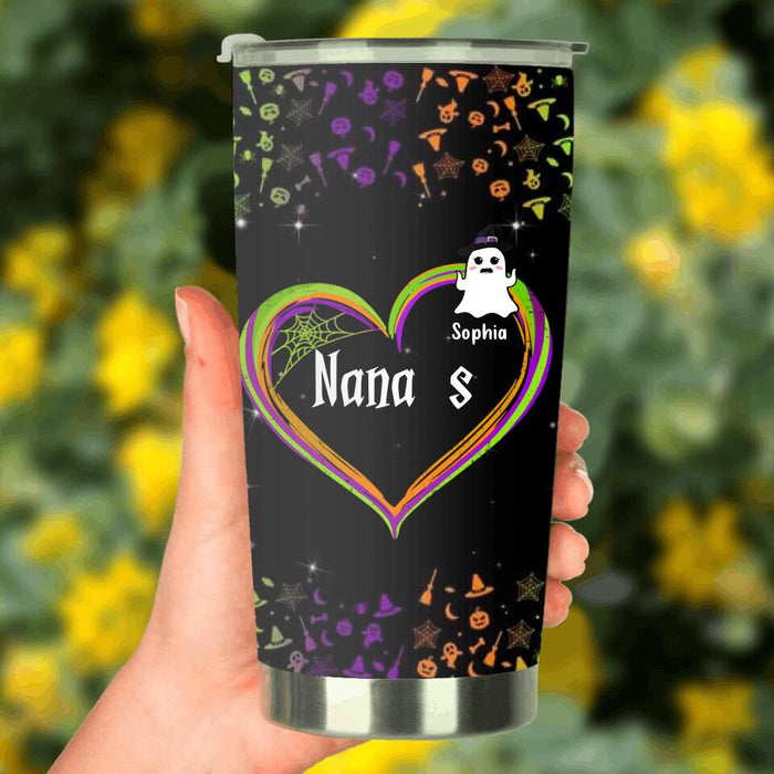 Custom Personalized Grandma & Grandkids Ghost Tumbler - Up to 7 Grandkids - Halloween Gift For Grandma