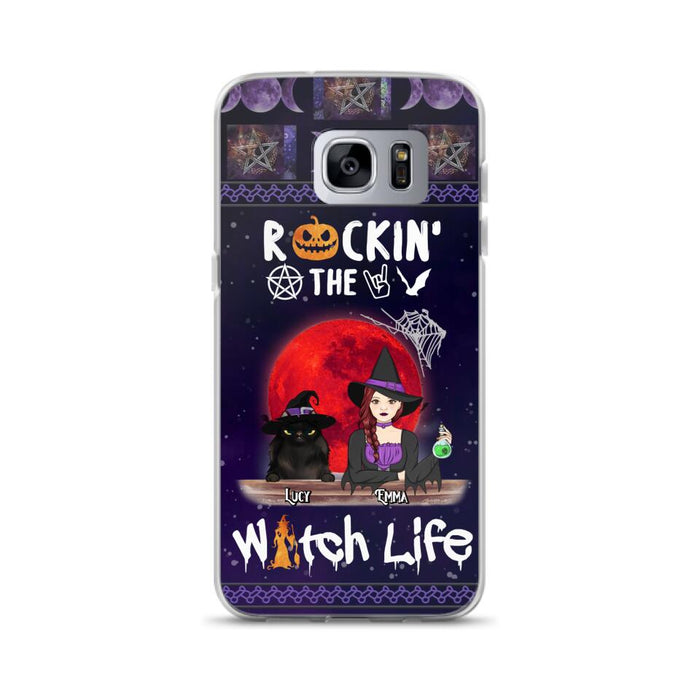 Custom Personalized Pet Witch Phone Case - Up to 3 Pets - Halloween Gift For Dog/ Cat Lover - Rockin' The Witch Life - Case For iPhone And Samsung