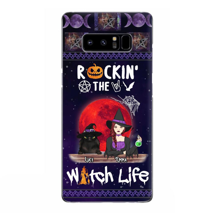 Custom Personalized Pet Witch Phone Case - Up to 3 Pets - Halloween Gift For Dog/ Cat Lover - Rockin' The Witch Life - Case For iPhone And Samsung