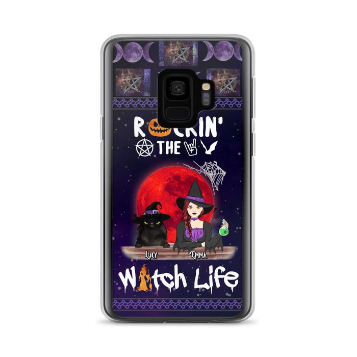 Custom Personalized Pet Witch Phone Case - Up to 3 Pets - Halloween Gift For Dog/ Cat Lover - Rockin' The Witch Life - Case For iPhone And Samsung