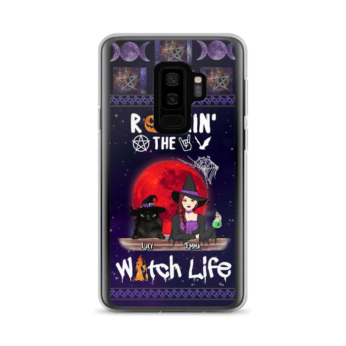 Custom Personalized Pet Witch Phone Case - Up to 3 Pets - Halloween Gift For Dog/ Cat Lover - Rockin' The Witch Life - Case For iPhone And Samsung