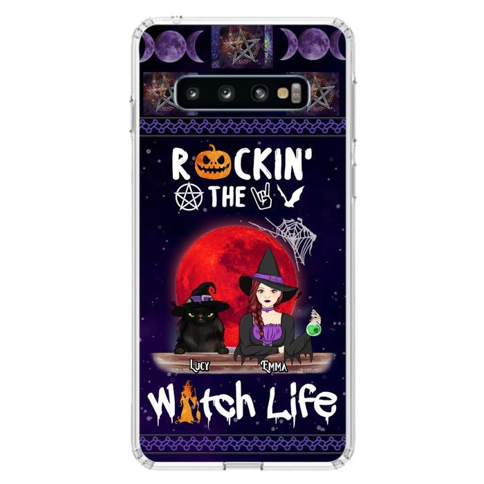 Custom Personalized Pet Witch Phone Case - Up to 3 Pets - Halloween Gift For Dog/ Cat Lover - Rockin' The Witch Life - Case For iPhone And Samsung