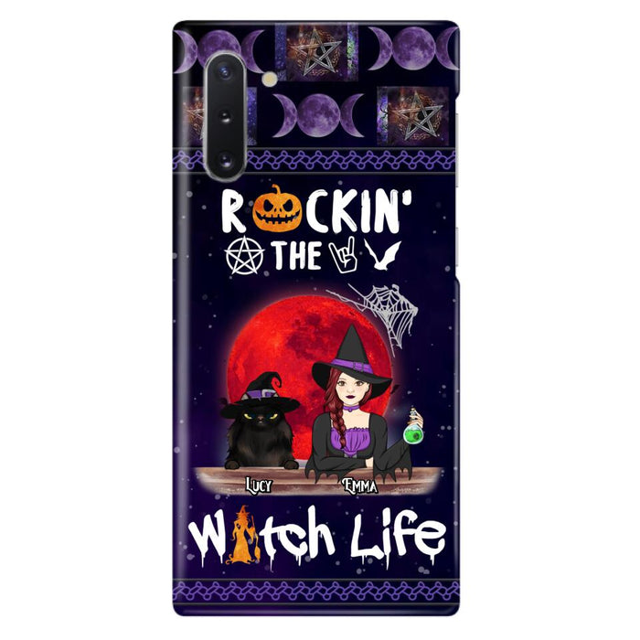 Custom Personalized Pet Witch Phone Case - Up to 3 Pets - Halloween Gift For Dog/ Cat Lover - Rockin' The Witch Life - Case For iPhone And Samsung