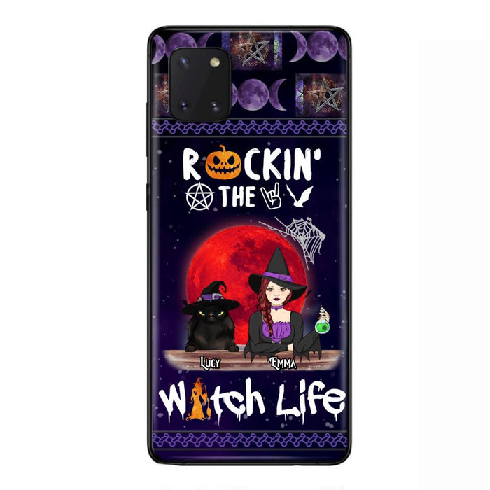 Custom Personalized Pet Witch Phone Case - Up to 3 Pets - Halloween Gift For Dog/ Cat Lover - Rockin' The Witch Life - Case For iPhone And Samsung