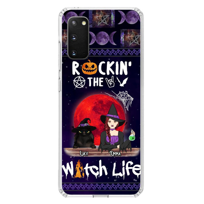 Custom Personalized Pet Witch Phone Case - Up to 3 Pets - Halloween Gift For Dog/ Cat Lover - Rockin' The Witch Life - Case For iPhone And Samsung