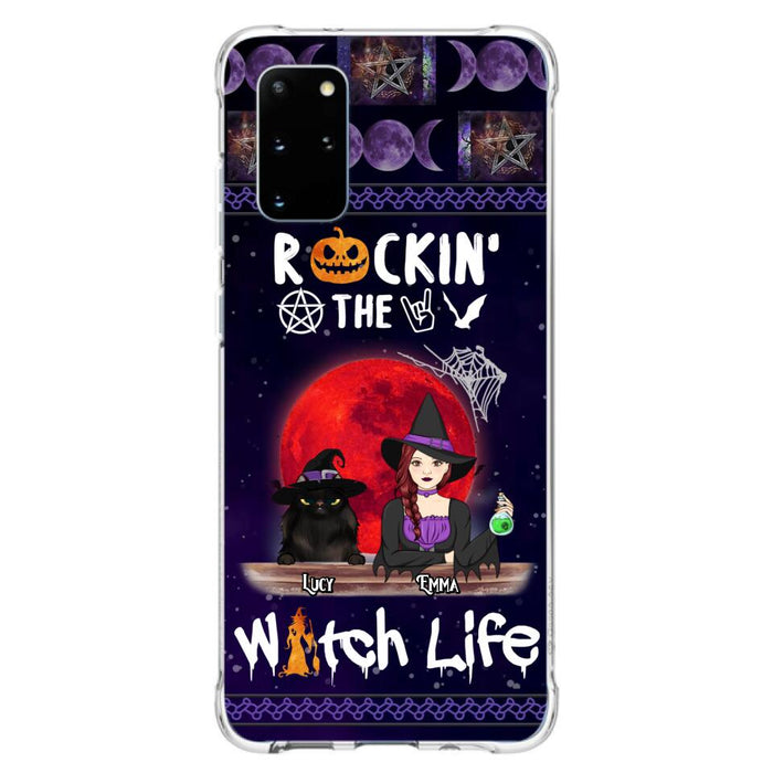 Custom Personalized Pet Witch Phone Case - Up to 3 Pets - Halloween Gift For Dog/ Cat Lover - Rockin' The Witch Life - Case For iPhone And Samsung