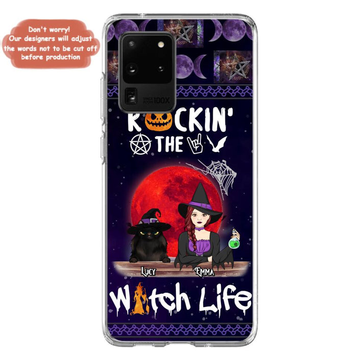 Custom Personalized Pet Witch Phone Case - Up to 3 Pets - Halloween Gift For Dog/ Cat Lover - Rockin' The Witch Life - Case For iPhone And Samsung