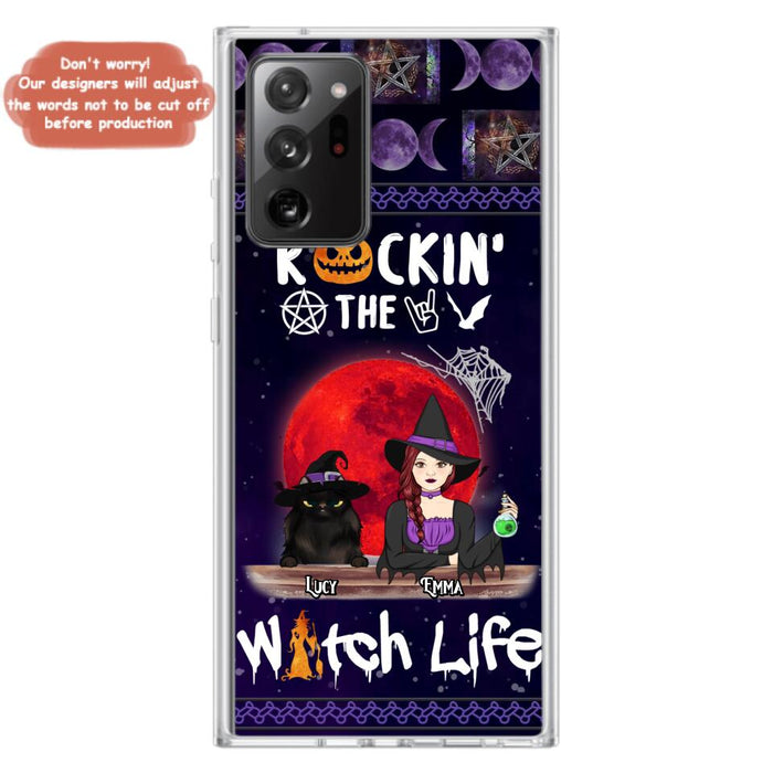 Custom Personalized Pet Witch Phone Case - Up to 3 Pets - Halloween Gift For Dog/ Cat Lover - Rockin' The Witch Life - Case For iPhone And Samsung