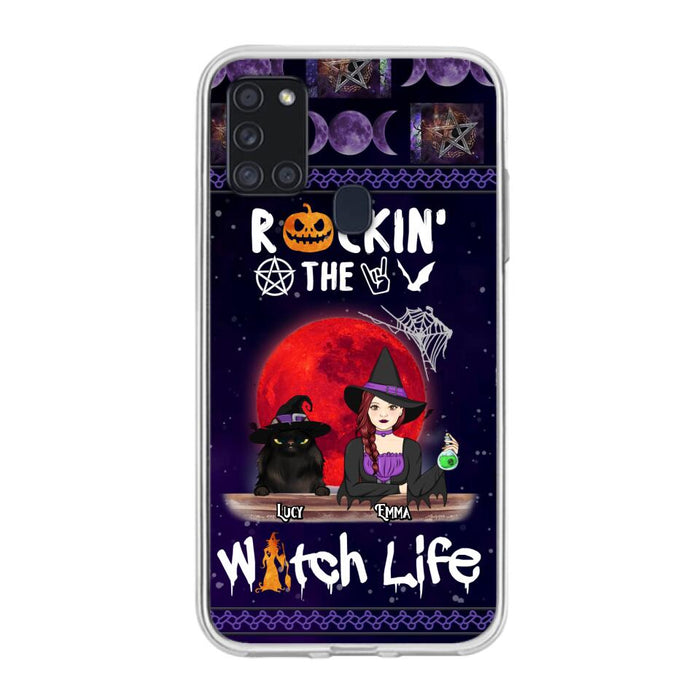 Custom Personalized Pet Witch Phone Case - Up to 3 Pets - Halloween Gift For Dog/ Cat Lover - Rockin' The Witch Life - Case For iPhone And Samsung