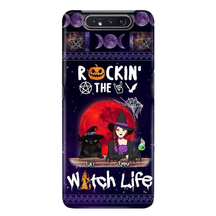 Custom Personalized Pet Witch Phone Case - Up to 3 Pets - Halloween Gift For Dog/ Cat Lover - Rockin' The Witch Life - Case For iPhone And Samsung