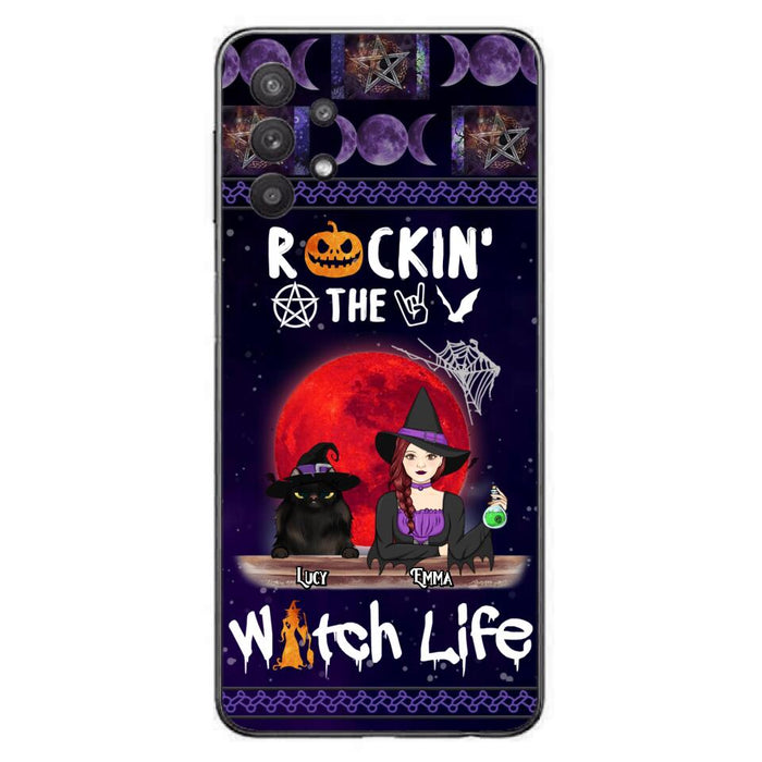 Custom Personalized Pet Witch Phone Case - Up to 3 Pets - Halloween Gift For Dog/ Cat Lover - Rockin' The Witch Life - Case For iPhone And Samsung