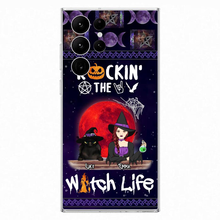 Custom Personalized Pet Witch Phone Case - Up to 3 Pets - Halloween Gift For Dog/ Cat Lover - Rockin' The Witch Life - Case For iPhone And Samsung