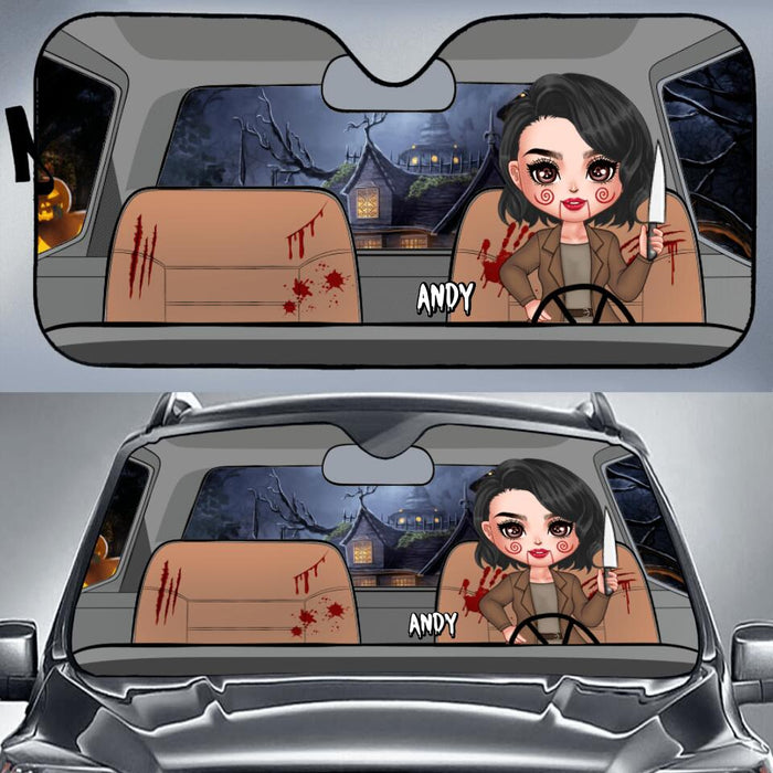 Custom Personalized Horror Car Sunshade - Up to 5 People - Halloween Gift Idea For Friends/Family