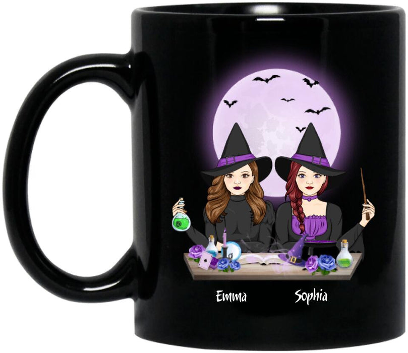 Custom Personalized Witches Coffee Mug - Gift Idea For Halloween/ Friends with up to 4 Witches - Sisters Of The Moon Are Soul Sisters