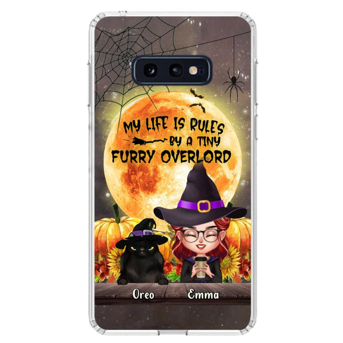 Custom Personalized Cat Witch Phone Case - Upto 5 Cats - Halloween Gift Idea For Cat Lovers - My Life Is Ruled By A Tiny Furry Overlord - Case For iPhone And Samsung