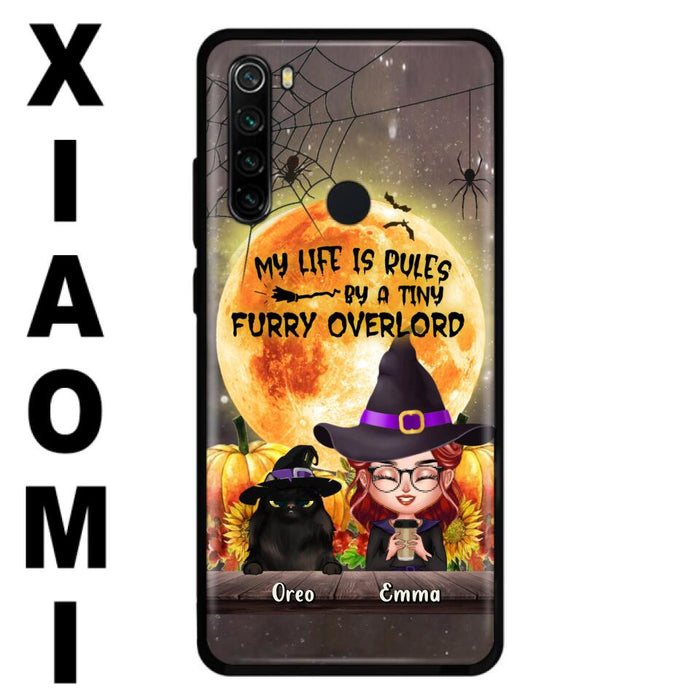 Custom Personalized Cat Witch Phone Case - Upto 5 Cats - Halloween Gift Idea For Cat Lovers - My Life Is Ruled By A Tiny Furry Overlord - Case For Xiaomi, Oppo And Huawei