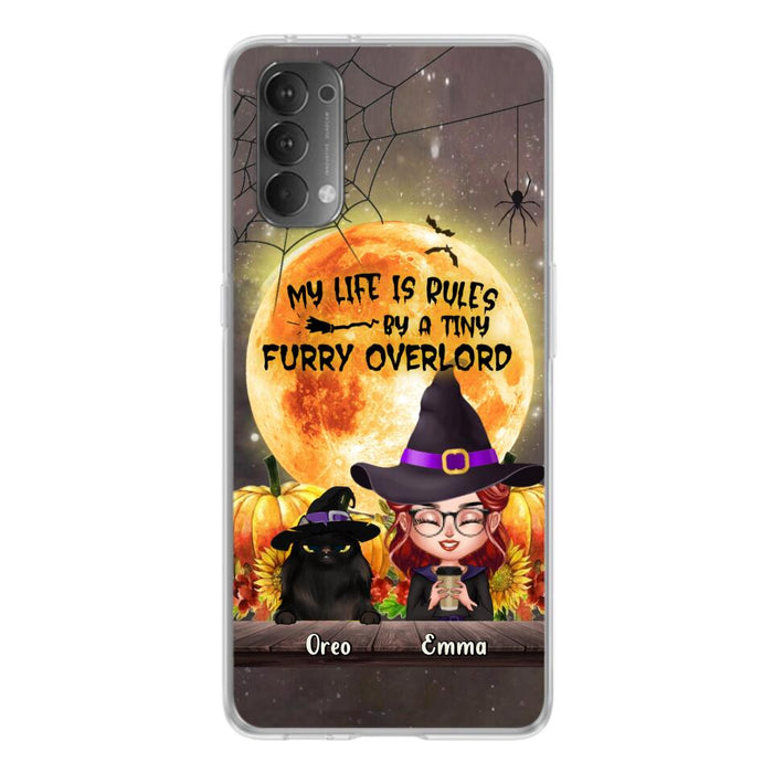 Custom Personalized Cat Witch Phone Case - Upto 5 Cats - Halloween Gift Idea For Cat Lovers - My Life Is Ruled By A Tiny Furry Overlord - Case For Xiaomi, Oppo And Huawei