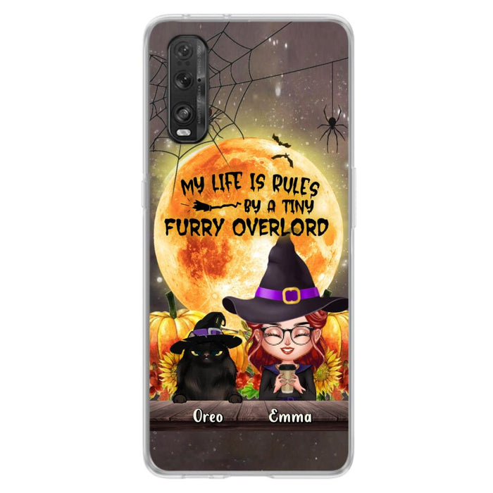 Custom Personalized Cat Witch Phone Case - Upto 5 Cats - Halloween Gift Idea For Cat Lovers - My Life Is Ruled By A Tiny Furry Overlord - Case For Xiaomi, Oppo And Huawei