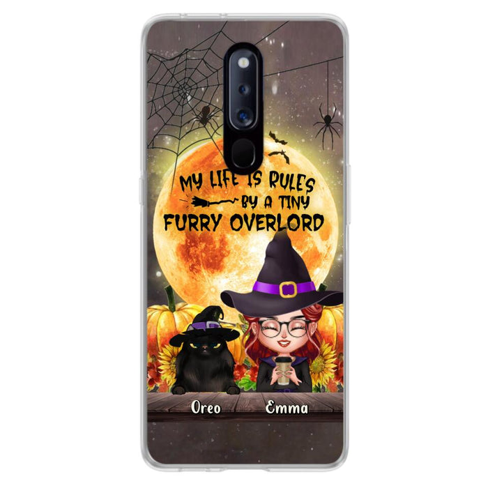 Custom Personalized Cat Witch Phone Case - Upto 5 Cats - Halloween Gift Idea For Cat Lovers - My Life Is Ruled By A Tiny Furry Overlord - Case For Xiaomi, Oppo And Huawei